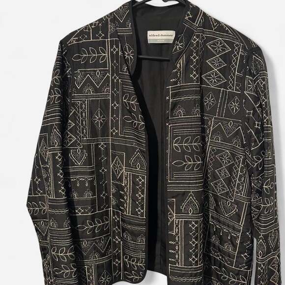 Alfred Dunner Jackets & Blazers - Alfred Dunner Petite Black Embroidered Boho Blazer